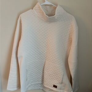 L.L. Bean Women's Cream Quilted Cowl Neck Sweater